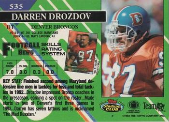 1993 Stadium Club #535 Darren Drozdov Back