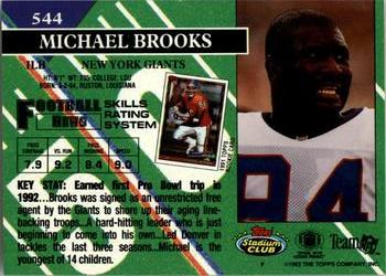 1993 Stadium Club #544 Michael Brooks Back