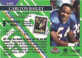 1993 Stadium Club #549 Carlton Bailey Back