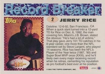 1993 Topps - Gold #2 Jerry Rice Back
