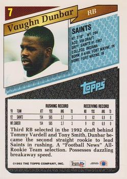 1993 Topps - Gold #7 Vaughn Dunbar Back