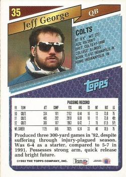 1993 Topps - Gold #35 Jeff George Back