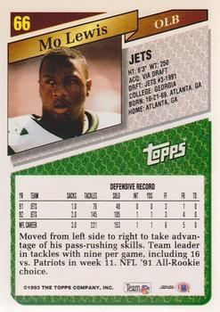 1993 Topps - Gold #66 Mo Lewis Back