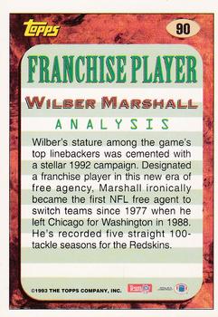 1993 Topps - Gold #90 Wilber Marshall Back
