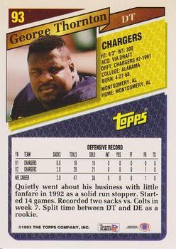 1993 Topps - Gold #93 George Thornton Back