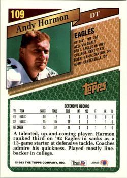 1993 Topps - Gold #109 Andy Harmon Back