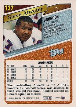 1993 Topps - Gold #137 Steve Atwater Back