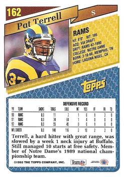1993 Topps - Gold #162 Pat Terrell Back