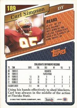 1993 Topps - Gold #189 Carl Simpson Back