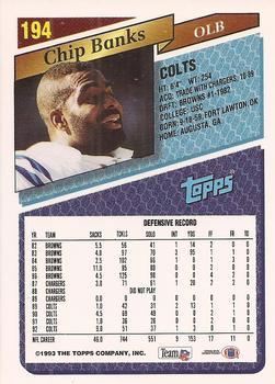 1993 Topps - Gold #194 Chip Banks Back