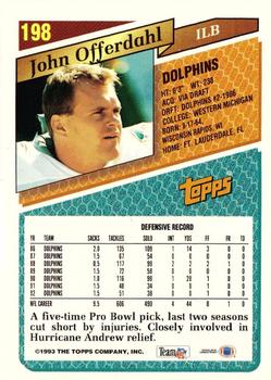 1993 Topps - Gold #198 John Offerdahl Back
