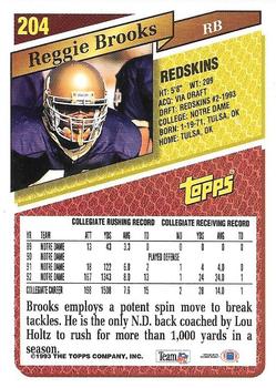 1993 Topps - Gold #204 Reggie Brooks Back