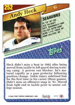 1993 Topps - Gold #252 Andy Heck Back