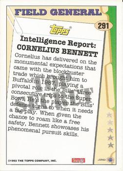1993 Topps - Gold #291 Cornelius Bennett Back