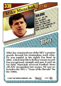 1993 Topps - Gold #338 Mike Munchak Back