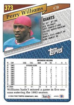1993 Topps - Gold #373 Perry Williams Back