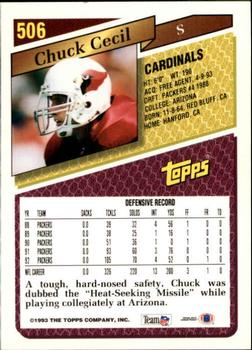 1993 Topps - Gold #506 Chuck Cecil Back