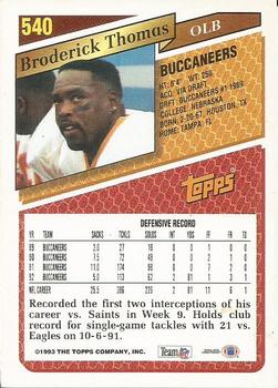 1993 Topps - Gold #540 Broderick Thomas Back