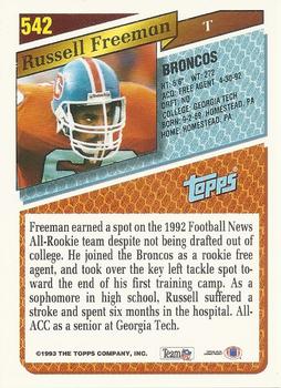 1993 Topps - Gold #542 Russell Freeman Back