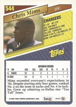 1993 Topps - Gold #544 Chris Mims Back