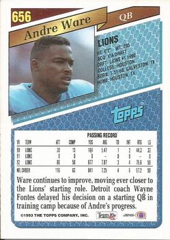 1993 Topps - Gold #656 Andre Ware Back