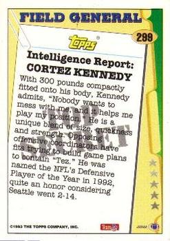 1993 Topps - Gold #299 Cortez Kennedy Back