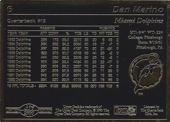 1993 Upper Deck 24K Gold #6 Dan Marino Back