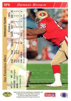 1993 Upper Deck San Francisco 49ers #SF6 Dennis Brown Back