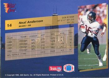 1993 Wild Card - 1000 Stripe #14 Neal Anderson Back