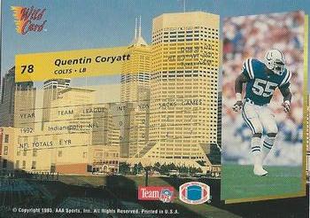 1993 Wild Card - 1000 Stripe #78 Quentin Coryatt Back