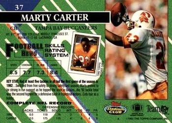 1993 Stadium Club - First Day Production/Issue #37 Marty Carter Back
