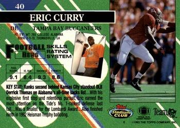 1993 Stadium Club - First Day Production/Issue #40 Eric Curry Back
