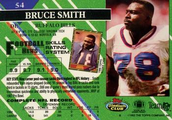 1993 Stadium Club - First Day Production/Issue #54 Bruce Smith Back