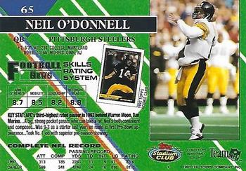 1993 Stadium Club - First Day Production/Issue #65 Neil O'Donnell Back