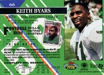 1993 Stadium Club - First Day Production/Issue #66 Keith Byars Back