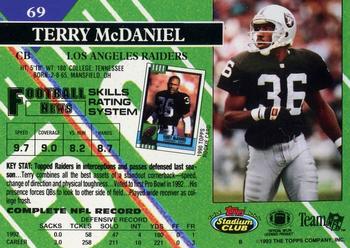 1993 Stadium Club - First Day Production/Issue #69 Terry McDaniel Back