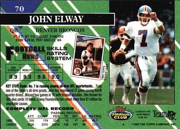 1993 Stadium Club - First Day Production/Issue #70 John Elway Back
