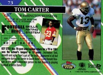 1993 Stadium Club - First Day Production/Issue #73 Tom Carter Back
