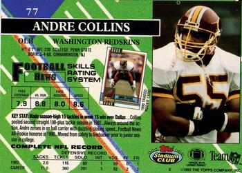 1993 Stadium Club - First Day Production/Issue #77 Andre Collins Back