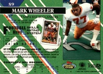 1993 Stadium Club - First Day Production/Issue #89 Mark Wheeler Back