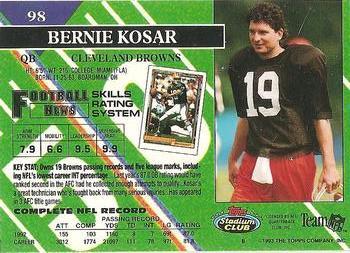 1993 Stadium Club - First Day Production/Issue #98 Bernie Kosar Back