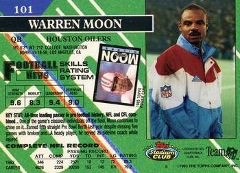 1993 Stadium Club - First Day Production/Issue #101 Warren Moon Back