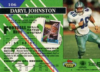 1993 Stadium Club - First Day Production/Issue #106 Daryl Johnston Back