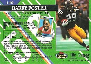 1993 Stadium Club - First Day Production/Issue #140 Barry Foster Back