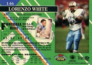 1993 Stadium Club - First Day Production/Issue #146 Lorenzo White Back