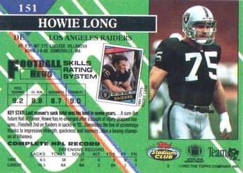 1993 Stadium Club - First Day Production/Issue #151 Howie Long Back