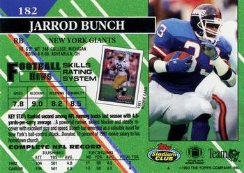 1993 Stadium Club - First Day Production/Issue #182 Jarrod Bunch Back