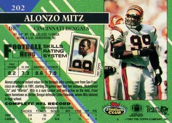 1993 Stadium Club - First Day Production/Issue #202 Alonzo Mitz Back