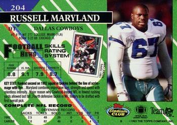 1993 Stadium Club - First Day Production/Issue #204 Russell Maryland Back
