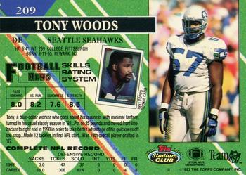 1993 Stadium Club - First Day Production/Issue #209 Tony Woods Back